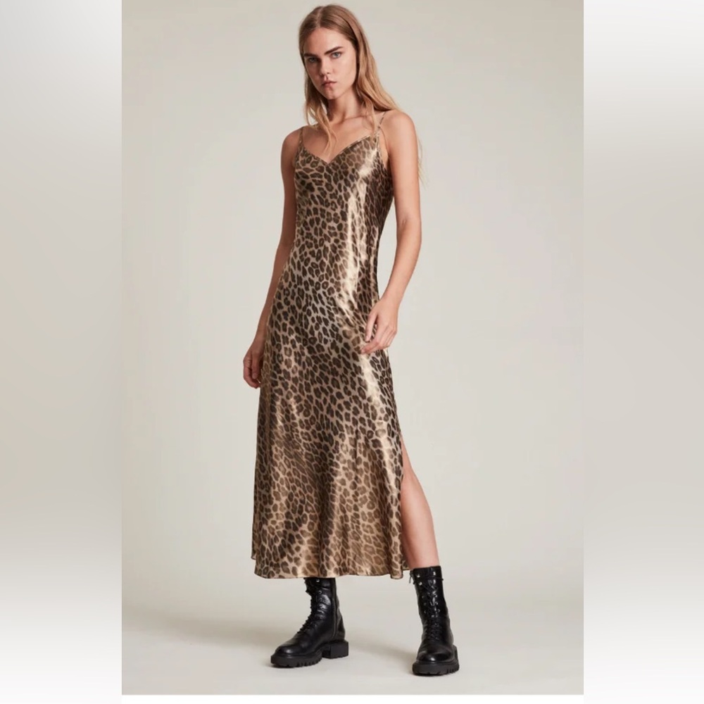 All Saints Karla Leopard Dress  Size Large
